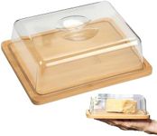 Bamboo Butter Tray,Refrigerator Butter Holder Clear Butter Tray | Reusable Covered Butter Dishes Attractive Countertop Butter Container for Stick of Butter Pochy