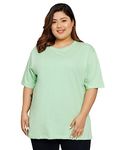 FUNDAY FASHION Cotton Half Sleeve Oversized T-Shirt for Women(Plus Sized) (X-Large, Pista Green)