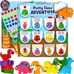 LIL ADVENTS Potty Time Adventures - Dinosaurs with 14 Wooden Block Toy Prizes|Potty Training Advent Game|As Seen on Shark Tank|Wood Block Toys, Reward Chart, Activity Board and Stickers