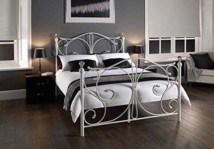 Istyle Christina Queen Bed Frame Metal Grey White