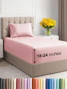 Extra Deep Pocket Twin Sheets - 3 Piece Breathable & Cooling Bed Sheets - Hotel Luxury Bed Sheet Set - Soft, Wrinkle Free & Comfy - Easily Fits Extra Deep Mattresses - Deep Pocket Baby Pink Sheets Set