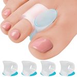 5 STARS UNITED Toe Spacers for Men and Women – 4 Gel Toe Separators for Curled and Overlapping Toes, Bunions, Hammer Toe Straightener, Big and Second Toe Spreader - Clear