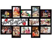 GiftsWale Happy Birthday Your Pictures And Names Customized Collage Photo Frame | Personalized With 12 Images And Texts | Best Gift For Kids, Sister, Brother, Husband, Wife, Friend, Mom And Dad