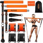 Pilates Bar Kit with Resistance Bands, Portable Pilates Equipment for Legs, Hip, Waist, Arm, Squats Exercise Equipment for Home Gym Workouts, Adjustable Pilates Bar Set for Full Body Workouts