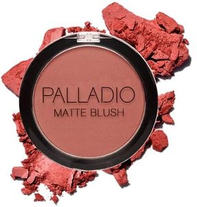 Palladio Matte Blush, Brushes onto Cheeks Smoothly, Soft Matte Look and Even Finish, Flawless Velvety Coverage, Effortless Blending Makeup, Flatters the Face, Convenient Compact, Poised