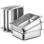 ZeroPone Hotel Pan 4" Deep Steam Table Pan 6 Pack 1/2 Size 12.8"L x 10.4"W Hotel Pan 22 Gauge Stainless Steel Anti Jam Steam Table Pan