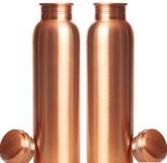 FURNISHFUL FINESSE Copper Water Bottle With Jute Carry bag - 34 Oz Copper Bottle For Drinking More Water Ayurvedic Copper Vessel For Yoga, Meditation, Gym, Sports, Outdoor - Pack of 2, Smooth Finish