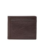 Fossil Men's Leather Bifold Wallet with Flip ID Window, Neel Brown, One Size