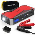 DBPOWER Portable Car Jump Starter DJS50 External Battery Smart Charger Power Bank with Compass, LCD Screen and LED 600A Peak 18000mAh (Black/Red)