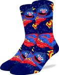 Good Luck Sock Men's Sesame Street, Super Grover Socks, Adult