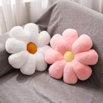 2pcs Flower Pillow - Pink White Daisy Flower Throw Pillows Set, Cute Preppy Room Decor Decorative Throw Pillows Floor Cushions for Girls Aesthetic Bedroom Bed Sofa Chair Decor (Pink & White)