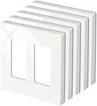 BESTTEN 5 Pack of 2-Gang Decorator Screwless Wall Plate, USWP4 Gloss White Series Decor Outlet Cover, 11.91cm x 12.01cm, for Light Switch, Dimmer, GFCI, USB Receptacle