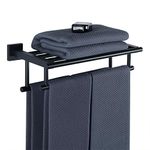 Sayayo 16-Inch Black Towel Rail Wall Mounted SUS304 Stainless Steel Towel Rack Shelves Towel Holder with Double Towel Bars for Bathroom, EGZ8040-B