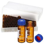 YOKIVE 1000Pcs Autosampler Vial with Writing Area and Graduations, HPLC/GC Vials 9-425 Lab, Great for LC Stamper (2ml, Amber Vials, Blue Screw Cap)