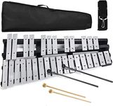 MIRIO 30 Notes Foldable Glockenspiel Xylophone Percussion Set, Glockenspiel Bell Kit With Carry Bag, Mallets for Beginner/Professional, Children Educational Percussion Musical Instrument (Silver)