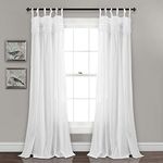 Lush Decor Lydia Curtains Ruffle Window Set for Living, Dining, Bedroom, 84 in L Panel Pair, White