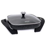 Starfrit The Rock Electric Skillet - 12" x 12" - Rock.Tec Non-Stick Cooking Surface - Tempered Glass Lid - 1200W