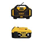 DEWALT 20V MAX Bluetooth Portable Radio & Battery Charger (DCR025) and 20V MAX XR 5.0Ah Battery Pack (DCB205)