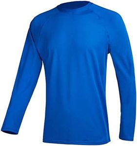 Satankud Men's Swim Shirts Rashguard Sun Shirt UPF 50+ UV Sun Protection Outdoor Long Sleeve T-Shirt Swimwear Blue L