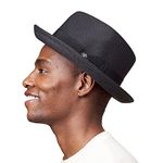 Pineapple&Star Genoa Fedora Bucket Sun Straw Beach Hat Fine Braid UPF50+ Unisex, Black_bowbk, Medium