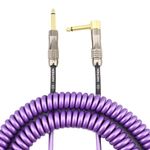 hayden Coiled Guitar Cable 20-Feet / 6 M: Curly coil Instrument Cord for Guitar, Bass, piano keyboard & Musical Instruements with 1/4 inch Right Angle to Straight Connectors (PURPLE)