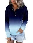 KISSMODA Women's Plus Size Hoodies Sport Pullover Hoodie Athletic Pockets Hooded Sweatshirt Fleece Hoodies Gradient Navy 3XLarge