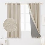 Deconovo Full Blackout Curtains with Coating Back Layer, Bedroom Thermal Curtains for Windows, Insulated Energy Efficiency Eyelet Curtains for Bedroom 52 x 54 Inch Linen 1 Pair