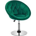 Yaheetech Height Adjustable Tub Chair, Comfy Velvet Vanity Chair with Large Base, 360 Degree Swivel Chair Barstool, Multifunctional Modern Armchair for Dressing Room Living Room Bedroom Green