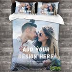 Kitlay Personalised Photo Duvet Cover,Custom Bedding Duvet Cover with Any Photo/Text/Logo,Customised Bedding Cover Set Memorable Gift for Friends Family Couple Anniversaries (135 × 200cm)