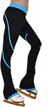 ChloeNoel P76 - Heavy Poly Spandex Pipings Swirl Figure Skating Pants Turquoise Child Extra Extra Small