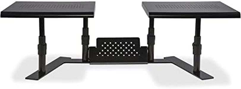 Allsop 31883 Metal Art ErgoTwin Height Individualy Adjustable Dual Monitor Stand with Integrated Phone/Tablet Holder Holds up to 24 Inch Monitor (Pearl Black)