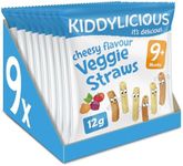 Kiddylicious Cheesy Veggie Straws - Delicious Snacks for Kids - Suitable for 9+ Months - 9 Packs