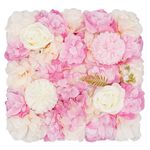 NeNchengLi 12Pcs Artificial Flower Wall Panel 3D Floral Backdrop Wall 15" X 15" Flower Wall Decor Wall Panel Flower Wall Backdrop Faux Flower Panel for Party Home Background Decor, Pink