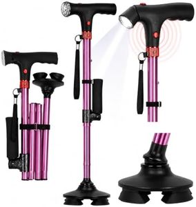 Soulsmart Purple 2 Handles Foldable Smart Easy Up Cane with LED Light