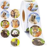 1000 Count Stickers, Assorted Designs Sticker Roll, Zoo Animals