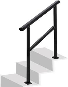 Garvee Outdoor Handrails Fits 1 to 3 Steps,Adjustable Height Stair Handrail 35"X 38",Integrated Design at Handrail,Staircase Handrail for Outdoor and Indoor Concrete, Porch, Mixed, Step,Brick Step