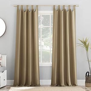 Sun Zero Easton Energy Saving Blackout Tab Top Curtain Panel, 40" x 95", Taupe