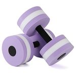 Aquatic Exercise Dumbbells, 2 Pack Water Dumbbell for Water Aerobics Kids Barbell Water Weights for Pool Exercise, Exercise Foam Dumbbells Water Fitness Exercises Equipment Pool Barbells Pool(Purple)