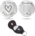 Nishabb Pocket Hug Token Long Distance Relationship Keepsake Stainless Steel Double Sided Inspirational Gift with PU Leather Keychain (Friends)