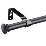 Black Curtain Rods, Small Curtain Rods for Windows 28 to 48 Inch, 5/8 Heavy Duty Matte Black Curtain Rod Set with Brackets, Adjustable Splicing Drapery Rod