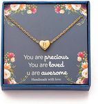 Tiny Gold Initial B Heart Pendant N