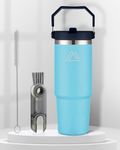 Jolada Australia Insulated Water Bottle, Insulated Tumbler with Handle and Straw, Double Walled Coffee Cup, Stainless Steel Water Bottle, Insulated Flask, Large Travel Mug (Aqua Blue, 30oz)