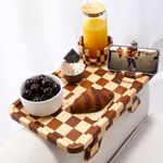 Nnewvante Couch Armrest Tray,3 in 1 Large 15.36"x9.85" Rubberwood Sofa Arm Cup Holder Clip on Side Table with 360°Rotated Phone/Drink Holder