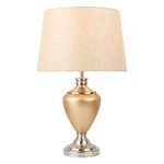 Hepburn Large Ceramic Table Lamp with Matching Shade - Champagne Gold & Satin Silver Finish