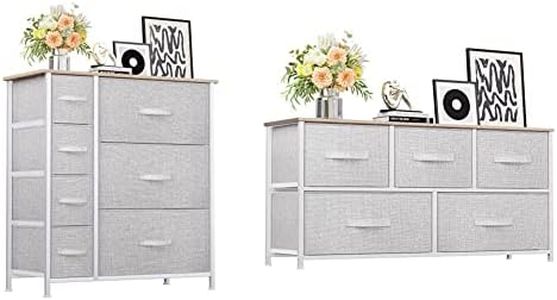 YITAHOME Dresser with 7 Drawers & 5 Drawer Dresser - Fabric Storage Tower, Organizer Unit for Bedroom, Living Room, Hallway, Closets & Nursery - Sturdy Steel Frame, Wooden Top & Easy Pull Fabric Bins
