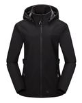 Outdoor Ventures Women’s Waterproof Softshell Jacket with Datachable Hood Fleece Lined Outdoor Jacket Ladies Hiking Short Coat Casual Outerwear Jacket Hiking Camping Black L