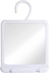 Portable Hanging Fogless Shower Mirror for Shaving with Hangable Hook, Razor Holder and Anti Fog Shatterproof Surface - Fill Basin Behind Mirror with Hot Water for Fog Free Shave - 8" x 7" (White)