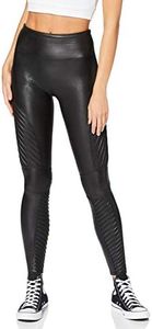 SPANX Faux Leather Moto Leggings Very Black LG 27