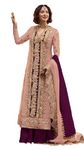 RUDRAPRAYAG Women's Traditional Organza Embroidered Semi Stitched Anarkali Suit Set With Embroidered Dupatta (Pink)