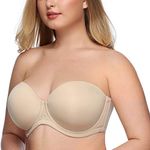 Exclare Women's Plus Size Full Coverage Underwire Strapless Bra Multiway Contour Convertible(36DDD, Beige)